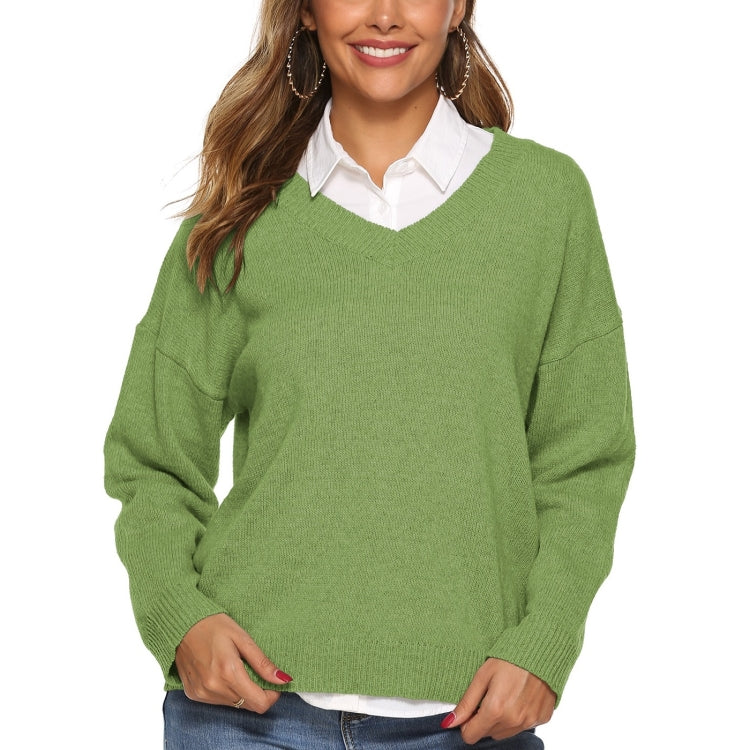 Solid Color Simple V-neck Sweater, S, M, L, XL