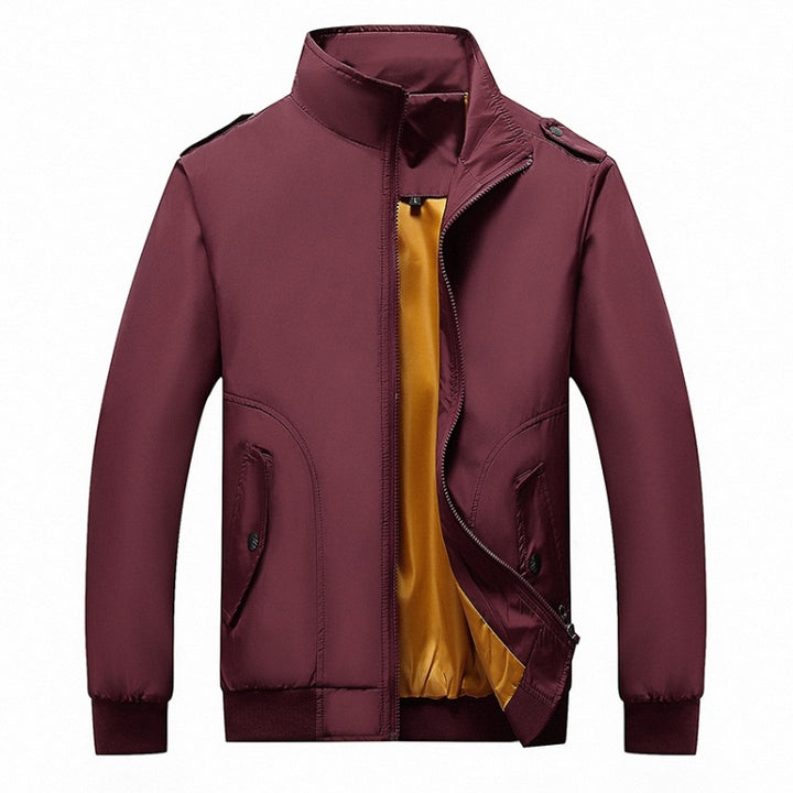 Solid Color Collage Long Sleeve Stand Collar Men Jacket, L, XL, XXL, XXXL, XXXXL, 5XL