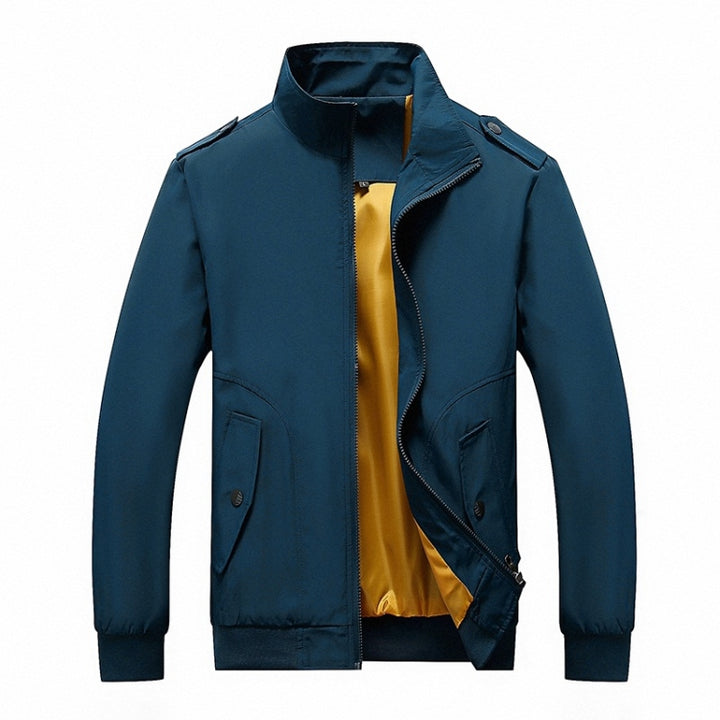 Solid Color Collage Long Sleeve Stand Collar Men Jacket, L, XL, XXL, XXXL, XXXXL, 5XL