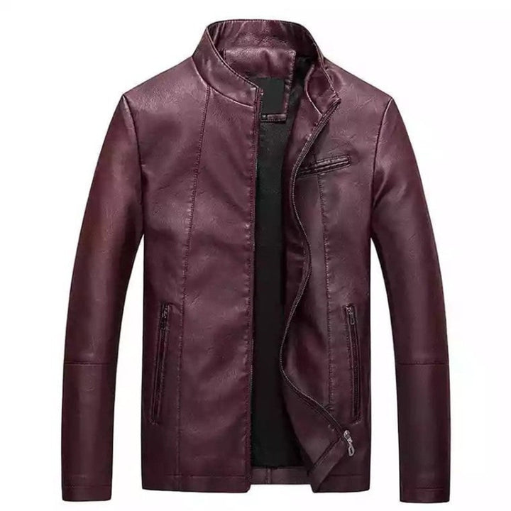 Men Slim-fit Washed PU Leather Jacket, M, L, XL, XXL, XXXL