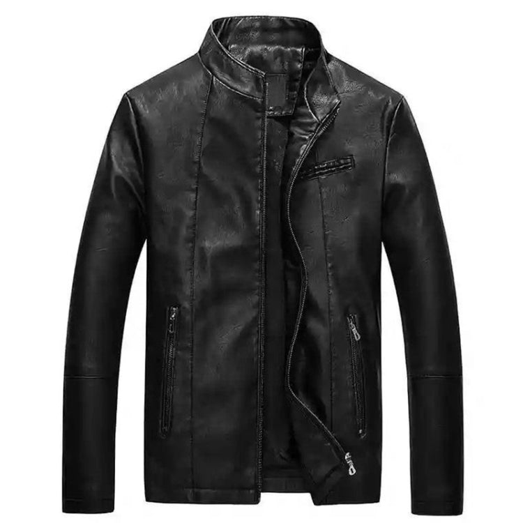 Men Slim-fit Washed PU Leather Jacket, M, L, XL, XXL, XXXL