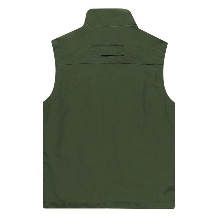 Men Sleeveless Stand Collar Loose Vest Multi-pockets Vest, M, L, XL, XXL, XXXL, XXXXL, 5XL, 6XL