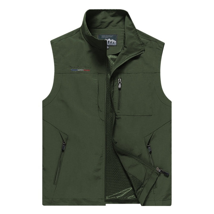 Men Sleeveless Stand Collar Loose Vest Multi-pockets Vest, M, L, XL, XXL, XXXL, XXXXL, 5XL, 6XL