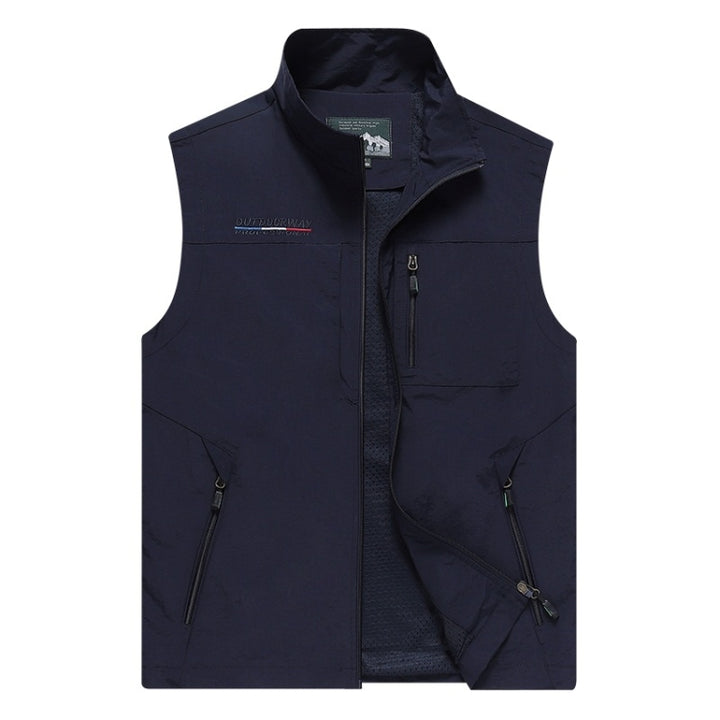 Men Sleeveless Stand Collar Loose Vest Multi-pockets Vest, M, L, XL, XXL, XXXL, XXXXL, 5XL, 6XL