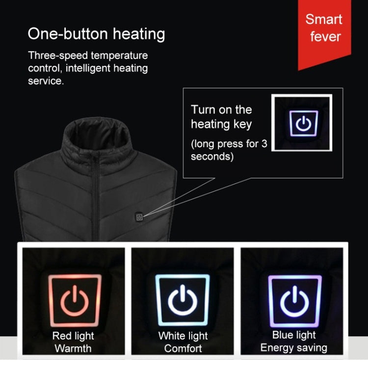 USB Security Smart Constant Temperature Fever Men Stand Collar Cotton Vest, S, M, L, XL, XXL, XXXL, XXXXL