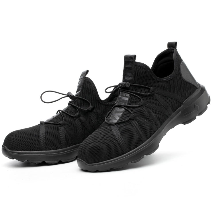 Jiefu Light And Breathable Flying Fabric All Black Anti Smashing And Anti Piercing Electrical Insulation Protection Safety Shoes, 36, 37, 38, 39, 40, 41, 42, 43, 44, 45, 46, 47, 48