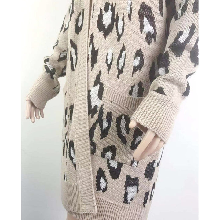 Fashion Leopard Cardigan Knit Sweater, S, M, L, XL