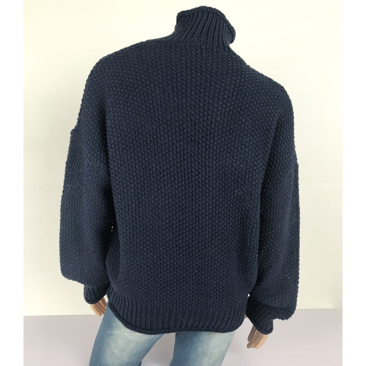 Fashion Thick Thread Turtleneck Knit Sweater, XL