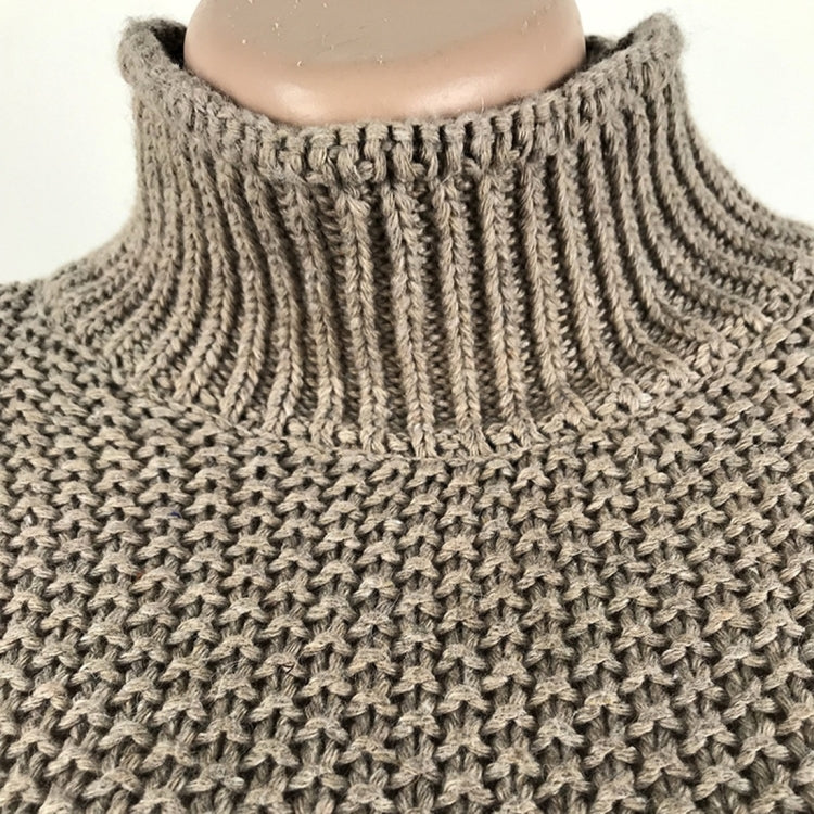 Fashion Thick Thread Turtleneck Knit Sweater, XL