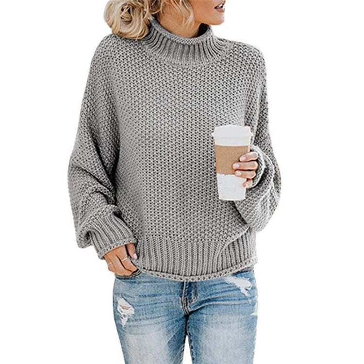 Fashion Thick Thread Turtleneck Knit Sweater, XL