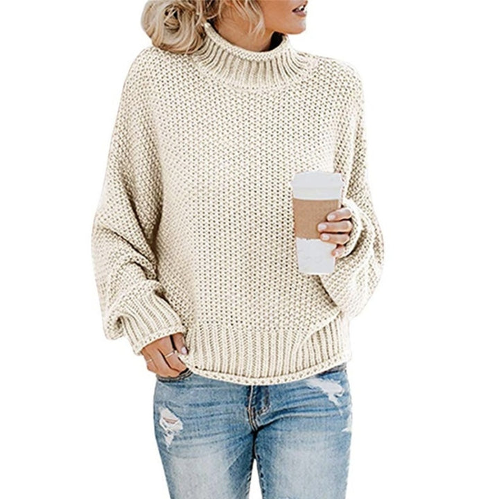 Fashion Thick Thread Turtleneck Knit Sweater, XL