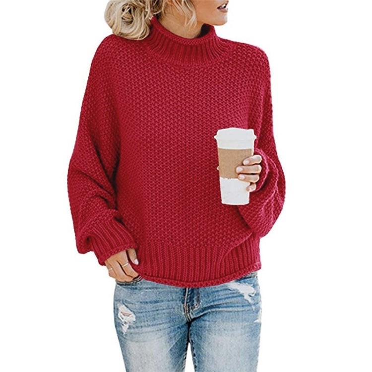 Fashion Thick Thread Turtleneck Knit Sweater, XL