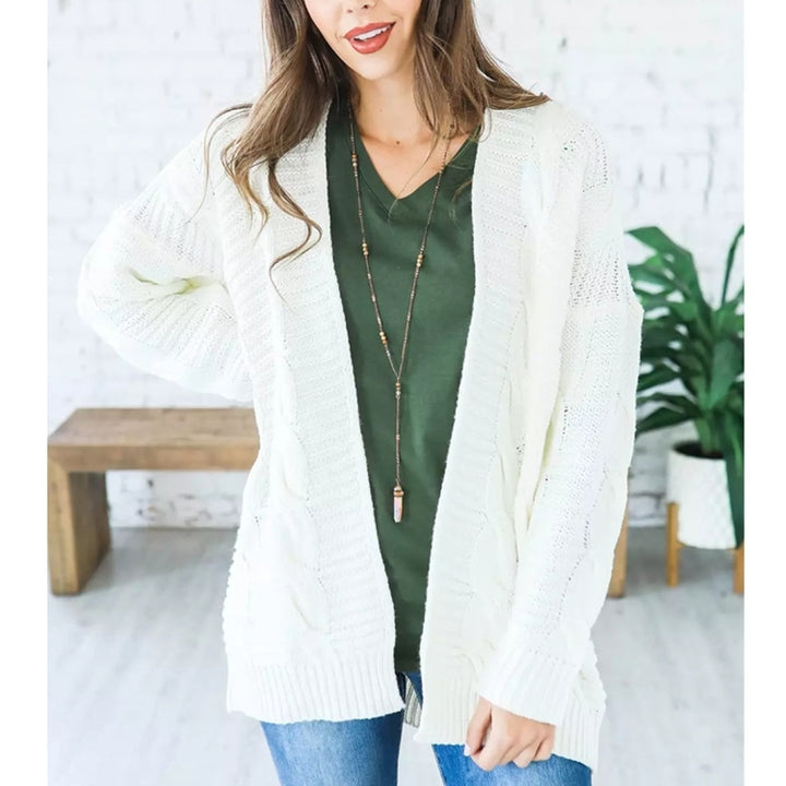 Mid-length Style Solid Color Thick Thread Twist Cardigan Knit Sweater, S, M, L, XL