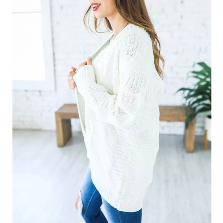 Mid-length Style Solid Color Thick Thread Twist Cardigan Knit Sweater, S, M, L, XL