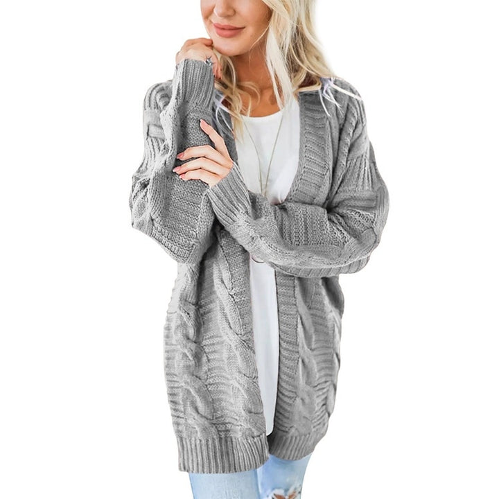 Mid-length Style Solid Color Thick Thread Twist Cardigan Knit Sweater, S, M, L, XL