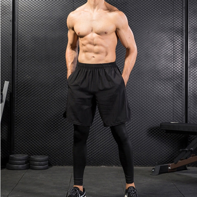 Fake Two Piece Fitness Leisure Stretch Quick Drying Pants, S, M, L, XL, XXL