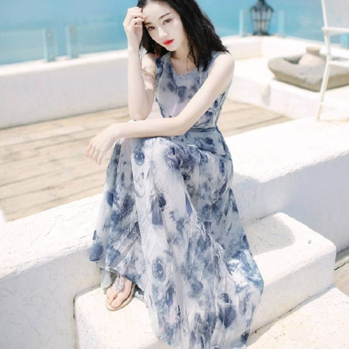 Slim-fit Sleeveless Polyester Dress