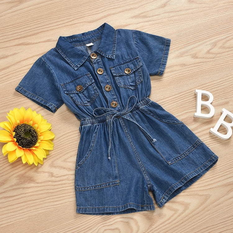 Casual Short-sleeved One-piece Children Denim Shorts Cotton, 90, 100, 110, 120, 130