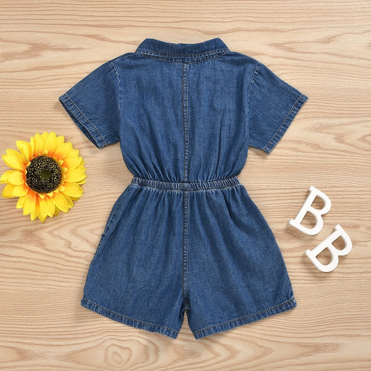 Casual Short-sleeved One-piece Children Denim Shorts Cotton, 90, 100, 110, 120, 130