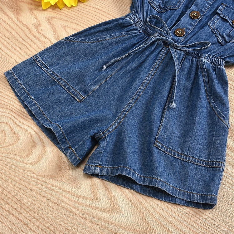 Casual Short-sleeved One-piece Children Denim Shorts Cotton, 90, 100, 110, 120, 130