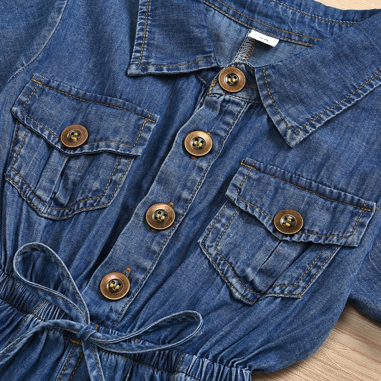 Casual Short-sleeved One-piece Children Denim Shorts Cotton, 90, 100, 110, 120, 130