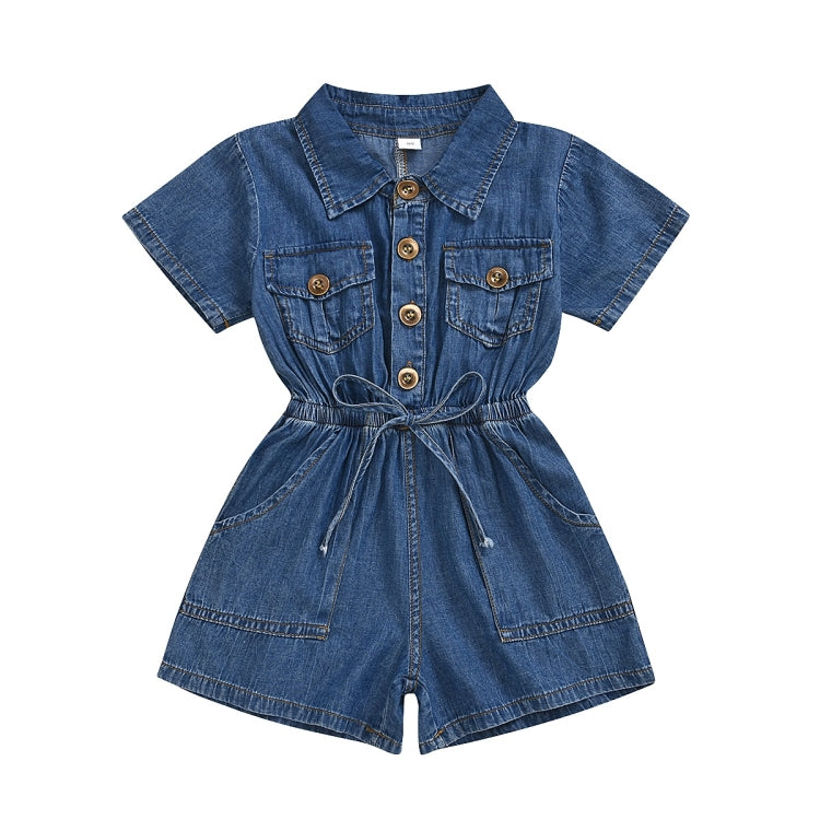 Casual Short-sleeved One-piece Children Denim Shorts Cotton, 90, 100, 110, 120, 130