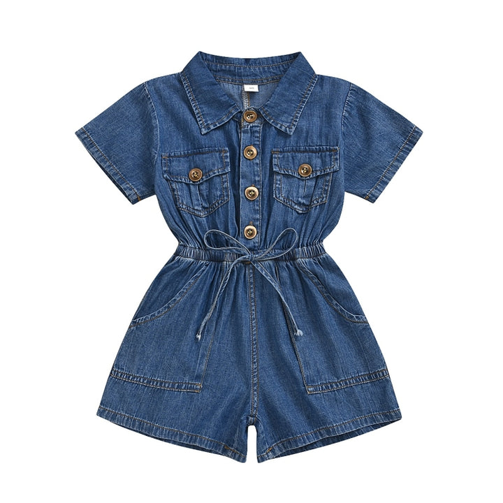 Casual Short-sleeved One-piece Children Denim Shorts Cotton, 90, 100, 110, 120, 130