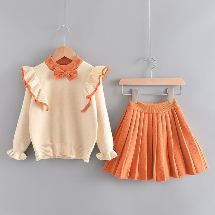 Girls Flying Sleeve Knitted Sweater Suit, 90, 100, 110, 120, 130