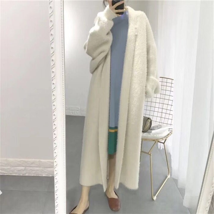 Loose Bat Plus Size Thickened Nightgown Women Knitted Cardigan Sweater Coat, Free Size