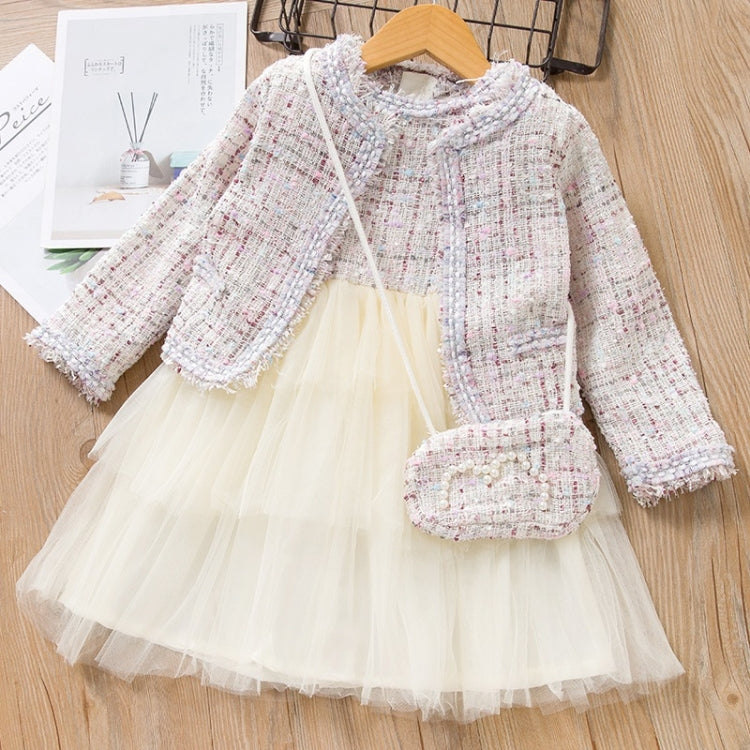 Girls Little Fragrance Princess Dress Three-piece Suit, 100, 110, 120, 130, 140