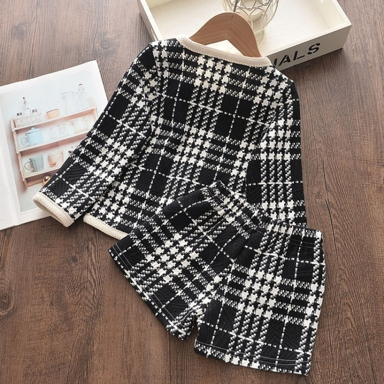 Children Suit Black Plaid Pattern Jacket + Shorts Two-piece Suit, 90, 100, 110, 120, 130