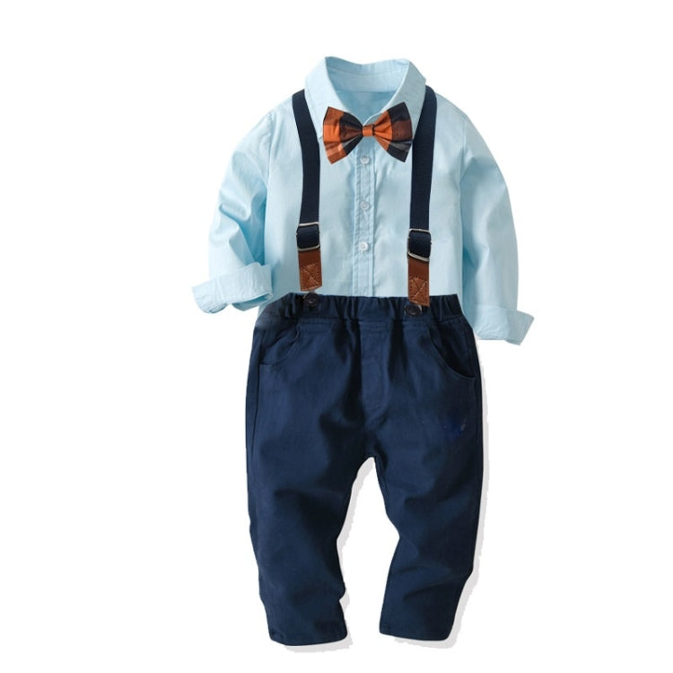 Boys Cotton Long-sleeved Shirt + Suspenders Trousers Suit, 80, 90, 100, 110, 120, 130