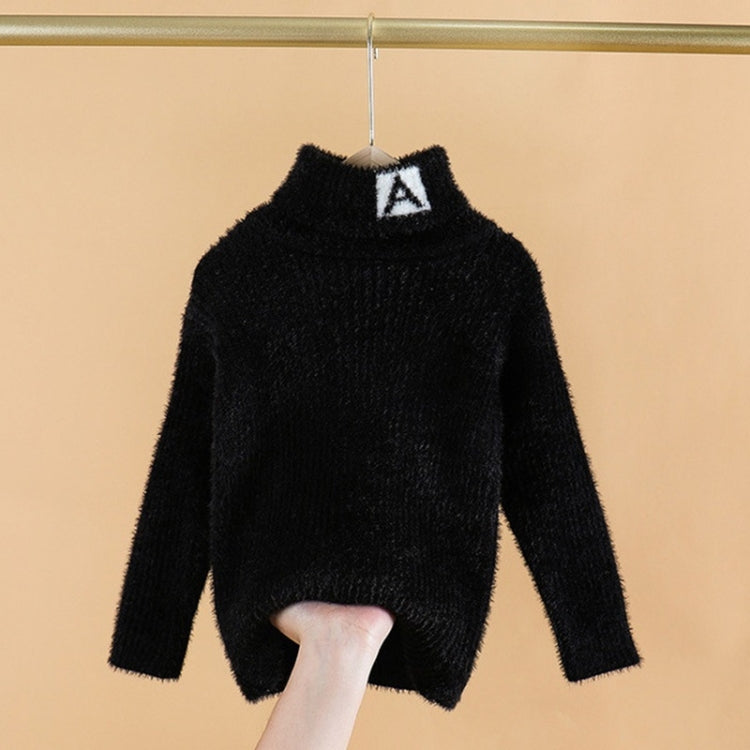 Letter Pattern Imitation Mink Velvet Children Turtleneck Knitted Sweater, 100cm, 110cm, 120cm, 130cm, 140cm, 150cm