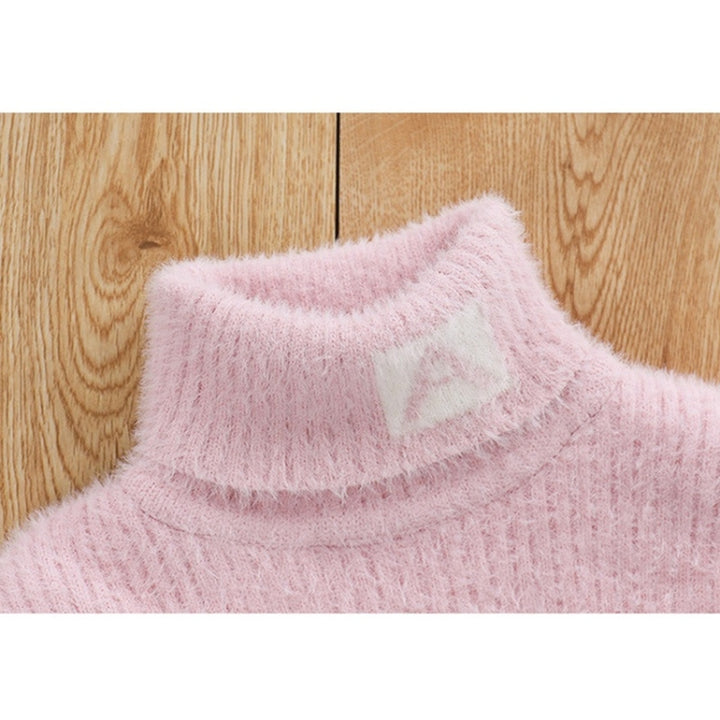 Letter Pattern Imitation Mink Velvet Children Turtleneck Knitted Sweater, 100cm, 110cm, 120cm, 130cm, 140cm, 150cm