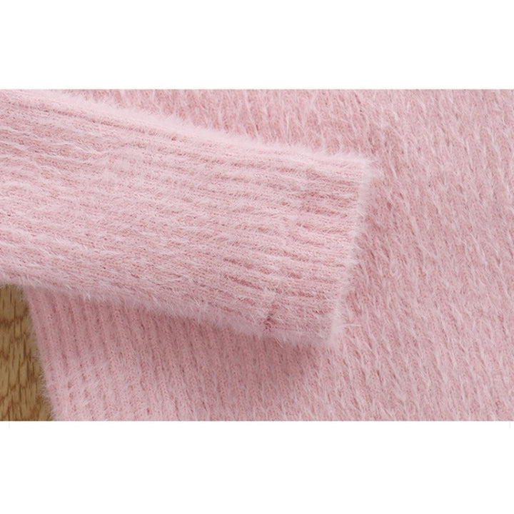 Letter Pattern Imitation Mink Velvet Children Turtleneck Knitted Sweater, 100cm, 110cm, 120cm, 130cm, 140cm, 150cm