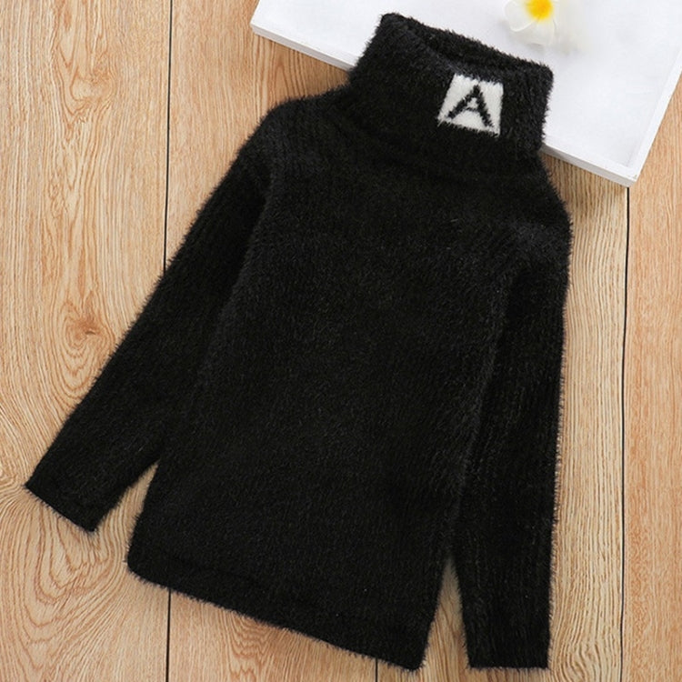 Letter Pattern Imitation Mink Velvet Children Turtleneck Knitted Sweater, 100cm, 110cm, 120cm, 130cm, 140cm, 150cm