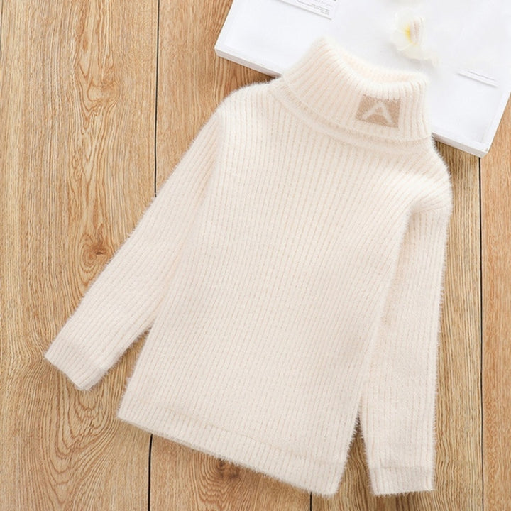 Letter Pattern Imitation Mink Velvet Children Turtleneck Knitted Sweater, 100cm, 110cm, 120cm, 130cm, 140cm, 150cm