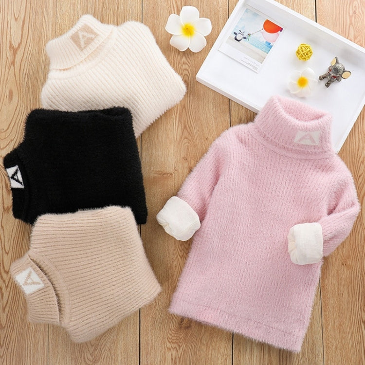 Plus Cashmere Style Letter Pattern Mink Cashmere Children Turtleneck Knitted Sweater, 100cm, 110cm, 120cm, 130cm, 140cm, 150cm