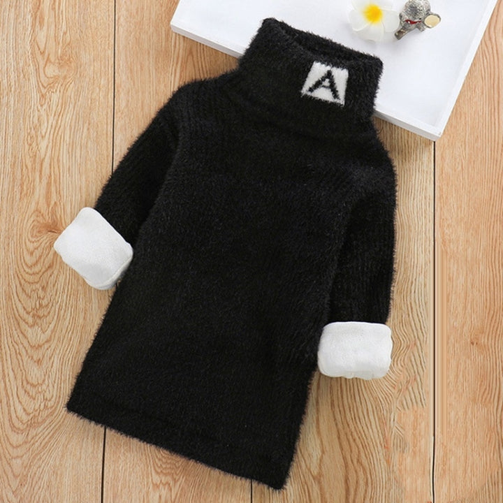 Plus Cashmere Style Letter Pattern Mink Cashmere Children Turtleneck Knitted Sweater, 100cm, 110cm, 120cm, 130cm, 140cm, 150cm