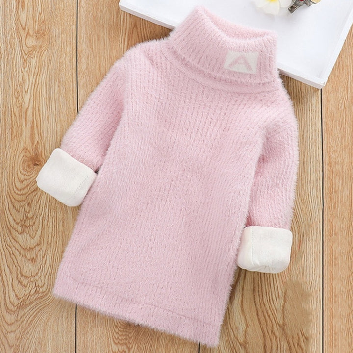 Plus Cashmere Style Letter Pattern Mink Cashmere Children Turtleneck Knitted Sweater, 100cm, 110cm, 120cm, 130cm, 140cm, 150cm