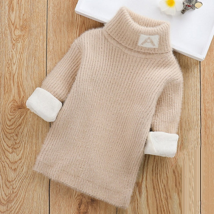 Plus Cashmere Style Letter Pattern Mink Cashmere Children Turtleneck Knitted Sweater, 100cm, 110cm, 120cm, 130cm, 140cm, 150cm