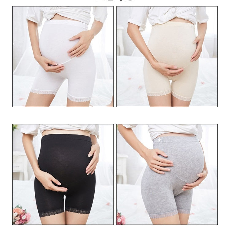 Pregnant Women High-waist Stomach Lift Bottoming Lace Trim Safety Pants, M, L, XL