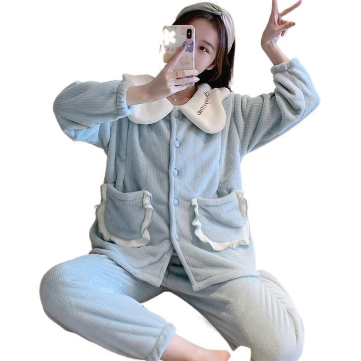 Two-piece Thickened Warm Pajamas For Pregnant Women, L, XL, XXL