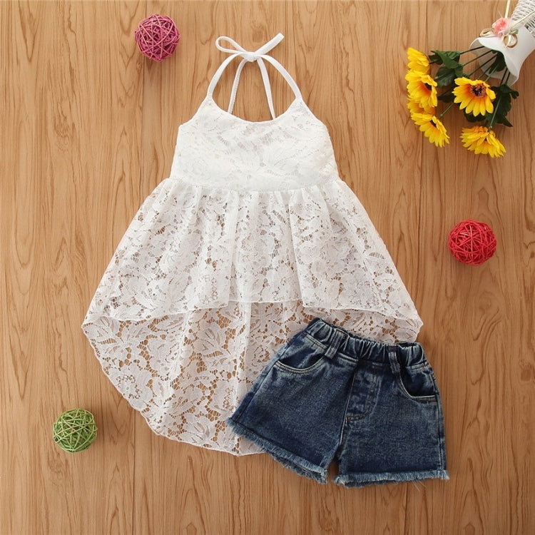 Girls Sling Sleeveless Top Skirt Shorts Two-piece Suit, 90, 100, 110, 120, 130