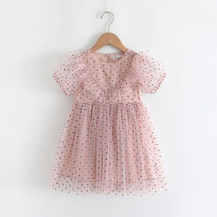 Girls Mesh Dot Lace Dress, 100, 110, 120, 130, 140