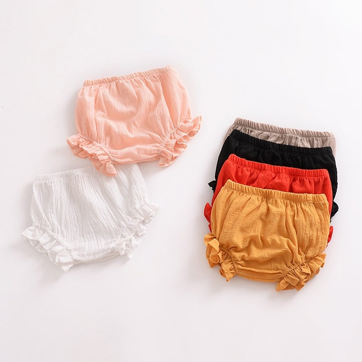 Pure Color Cotton And Linen Lace Casual Triangle Shorts, 70, 80, 90, 100