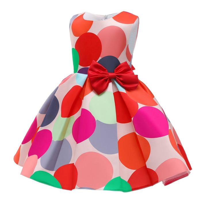 GirlsVest Skirt Dot Print Princess Dress, 100, 110, 120, 130, 140, 150