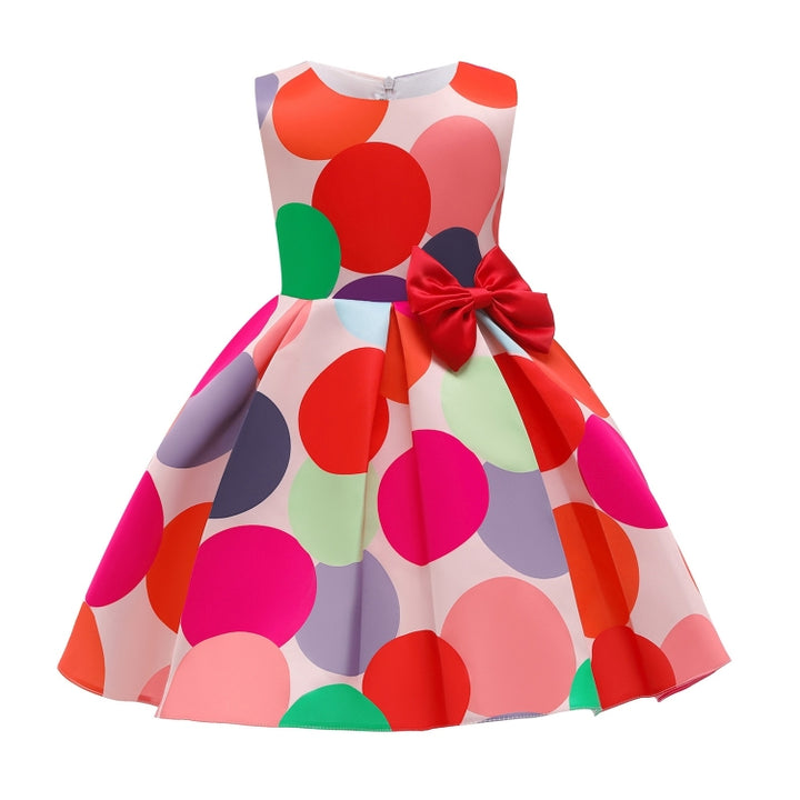 GirlsVest Skirt Dot Print Princess Dress, 100, 110, 120, 130, 140, 150