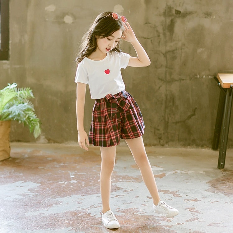 Girls Short-sleeved Blouse + Culottes Two-piece Suit, 110, 120, 130, 140, 150, 160, 170