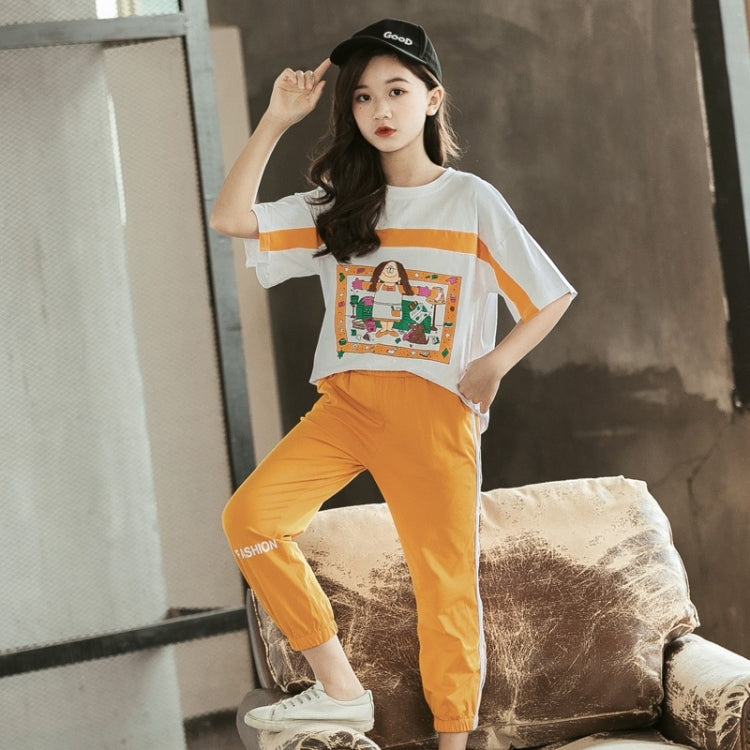 Girls Short-sleeved Blouse + Two-piece Casual Trousers, 110, 120, 130, 140, 150, 160